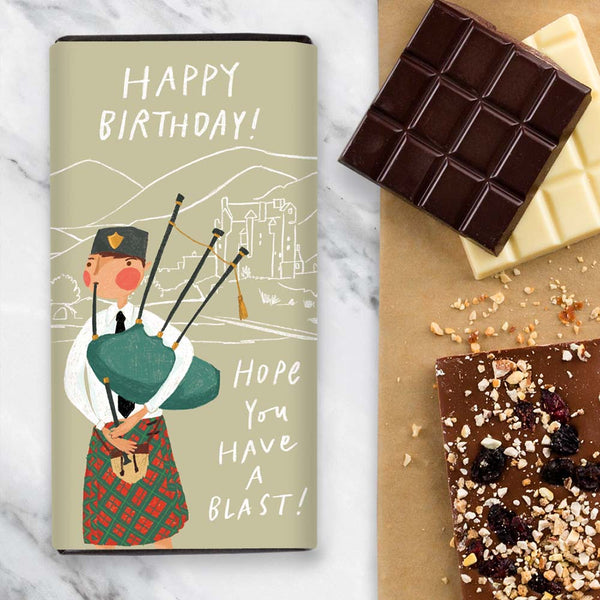 Scottish Birthday Bagpiper Chocolate Gift