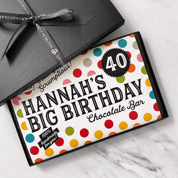 Giant 40th Birthday Artisan Chocolate Bar