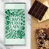 Chocolate Bar with plant design and words saying Crazy Plant Lady