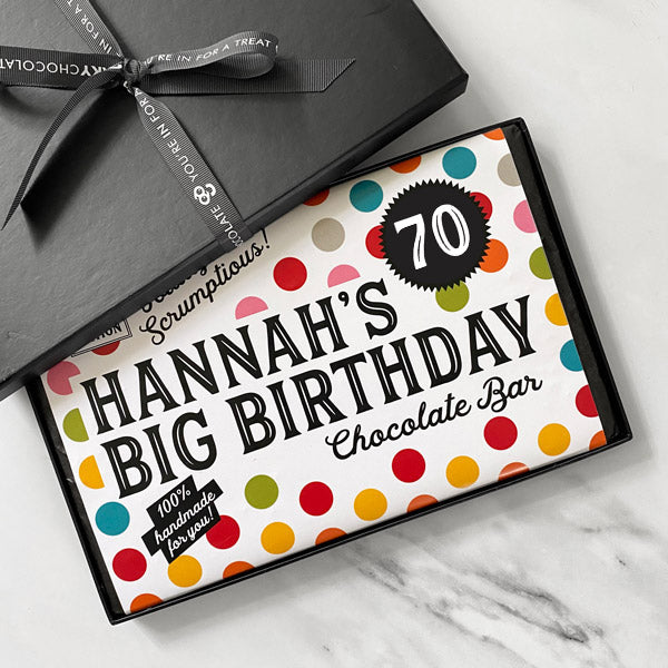 70th Birthday Personalised Chocolate Gifts  Quirky Chocolate